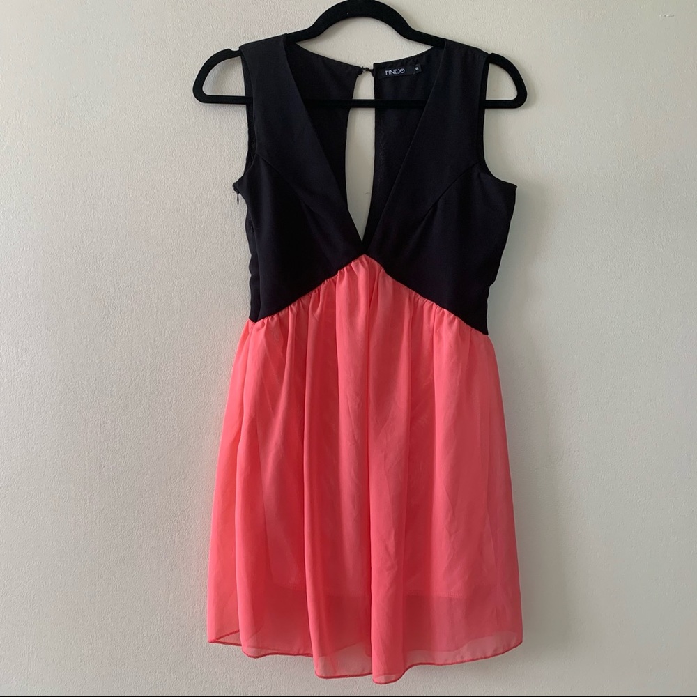 Deep V Pink Party Dress
